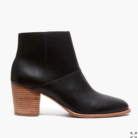 Madewell Black Ankle Boots with Tan Heel - Picture 2 of 12